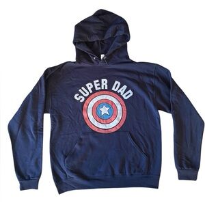 Marvel Captain America Super Dad Navy Hoodie Medium